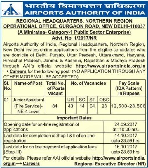AAI Recruitment Airport authority of India Jobs for 10+2 Diploma