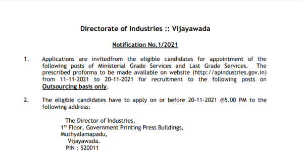 AP Industries Recruitment 2021 for 7 th 10th 10-2, Any Degree