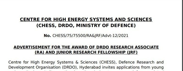 CHESS Recruitment in Hyderabad Telangana