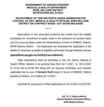 DMHO Nellore Recruitment 2021