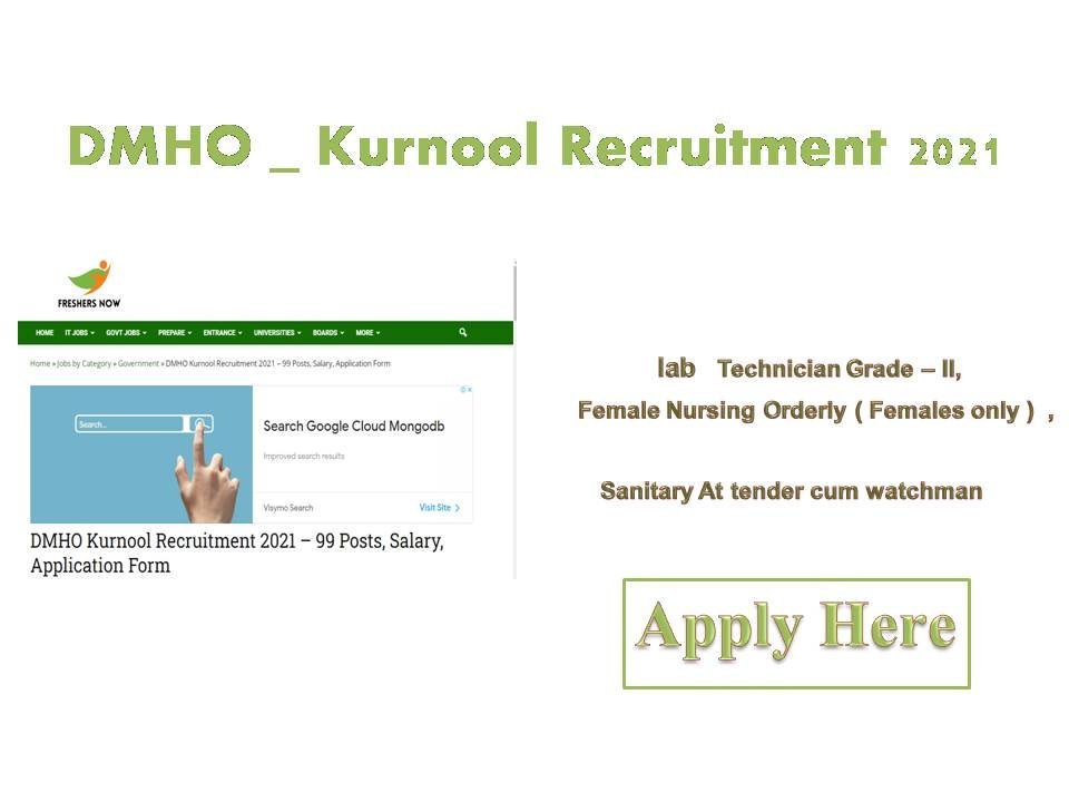 DMHO kurnool Recruitment 2021