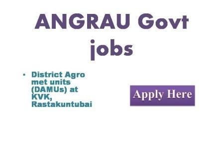 ANGRAU Govt jobs 2022 Acharya N.G ranga Agricultural university  KVK, Rastakuntubai Vizianagaram district - filling up of the vacant