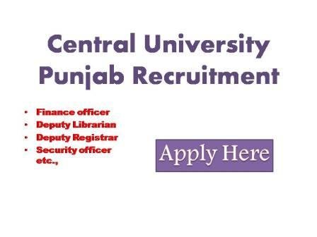 Central University Punjab Recruitment 2022 Online applications are invited from the prospective and eligible candidates for the various