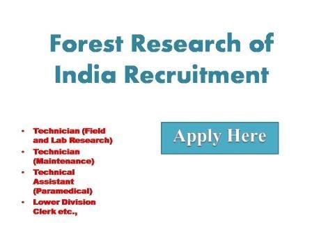 Forest Research of India Recruitment 2023 Forest Research Institute (Indian Council of Forestry Research and Education) (an autonomous